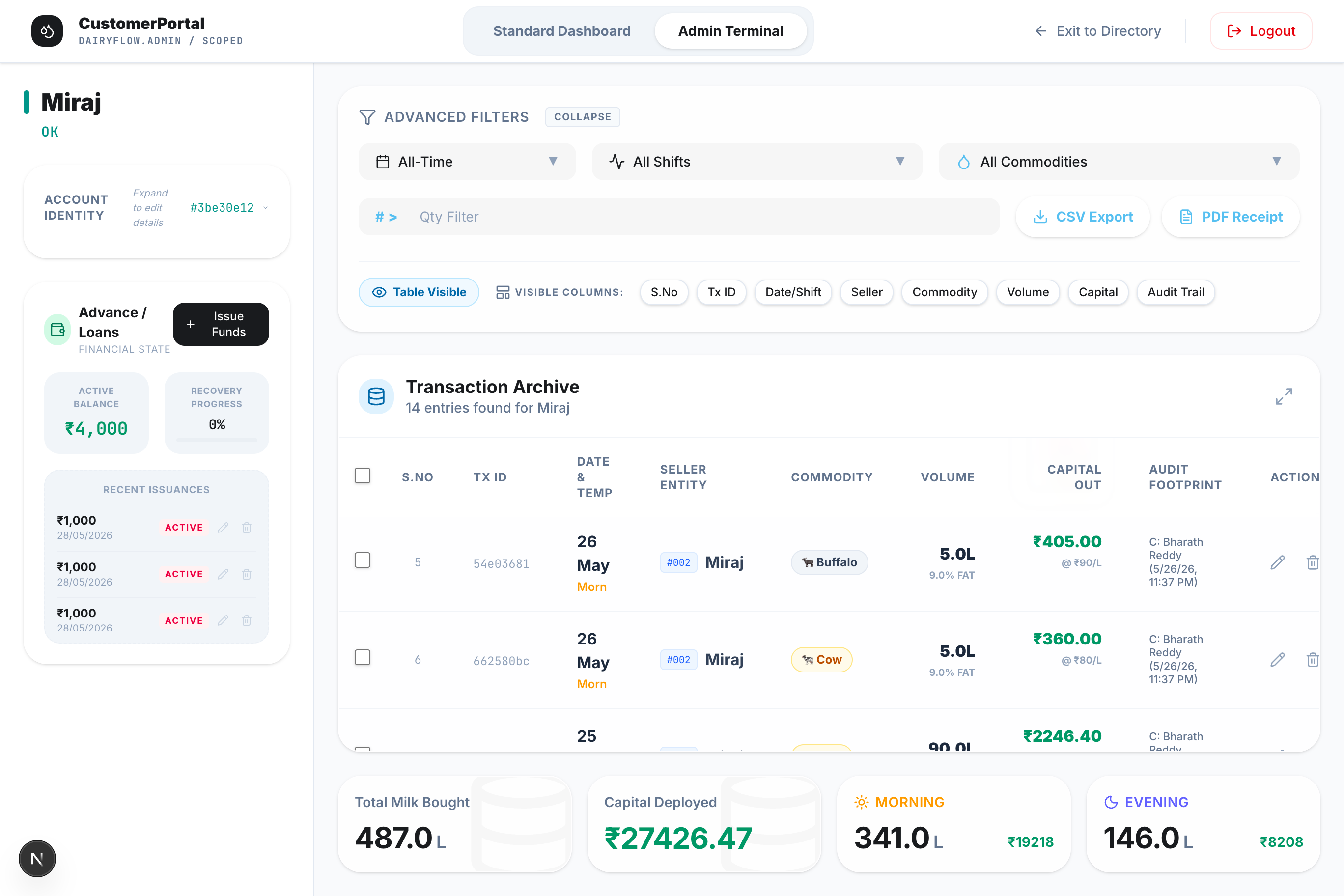 Lumina Terminal Dashboard Preview